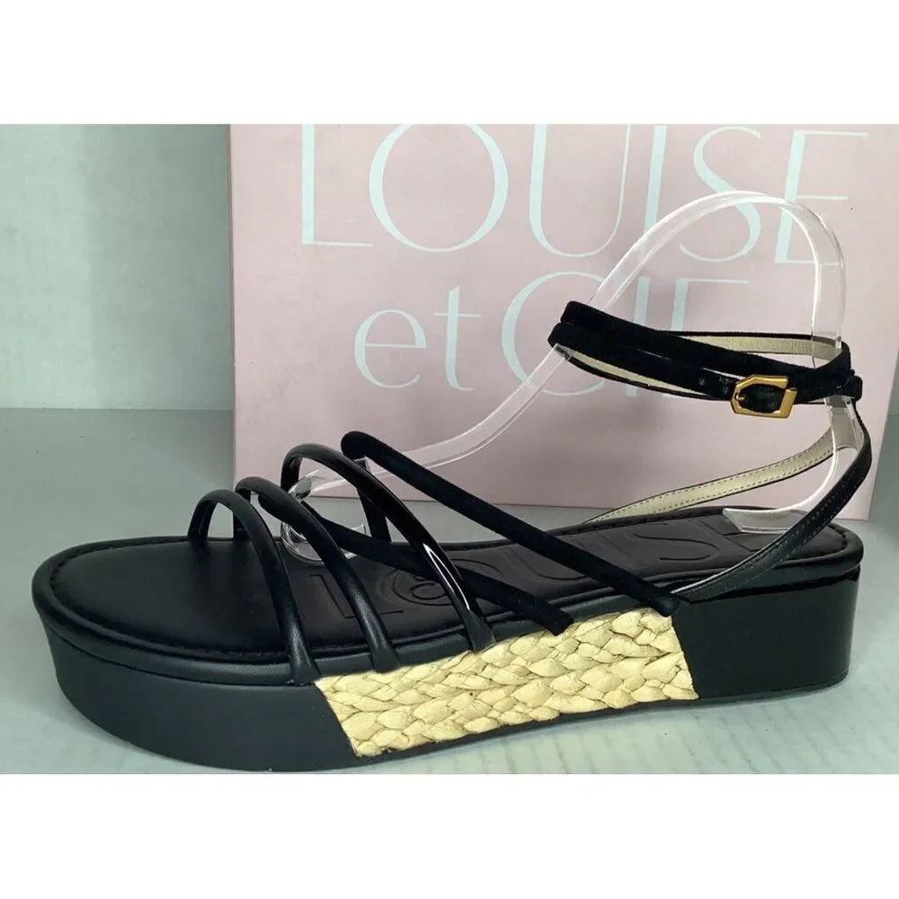 Louise Et Cie Bimo Women's 11m Black strappy espedrille sandals